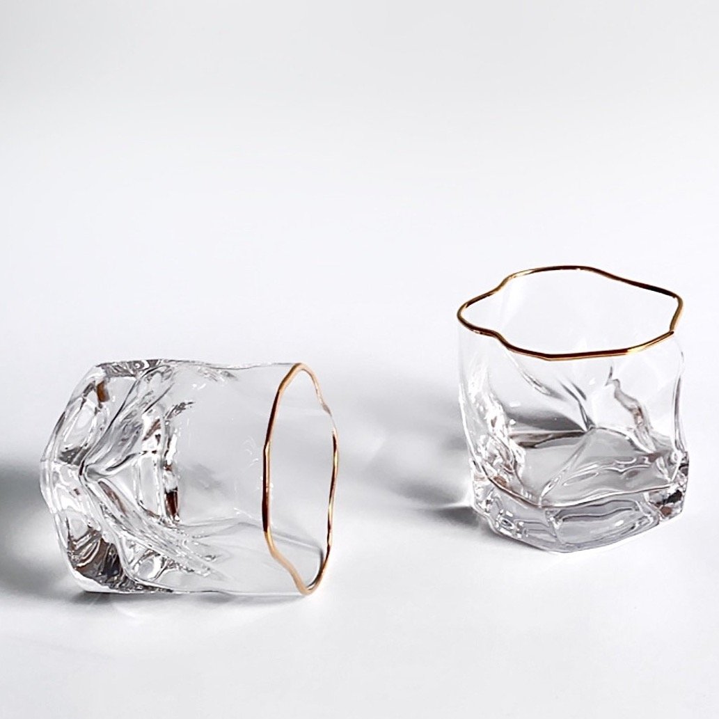Tara Irregular Gold Rim Glass by Base Piece